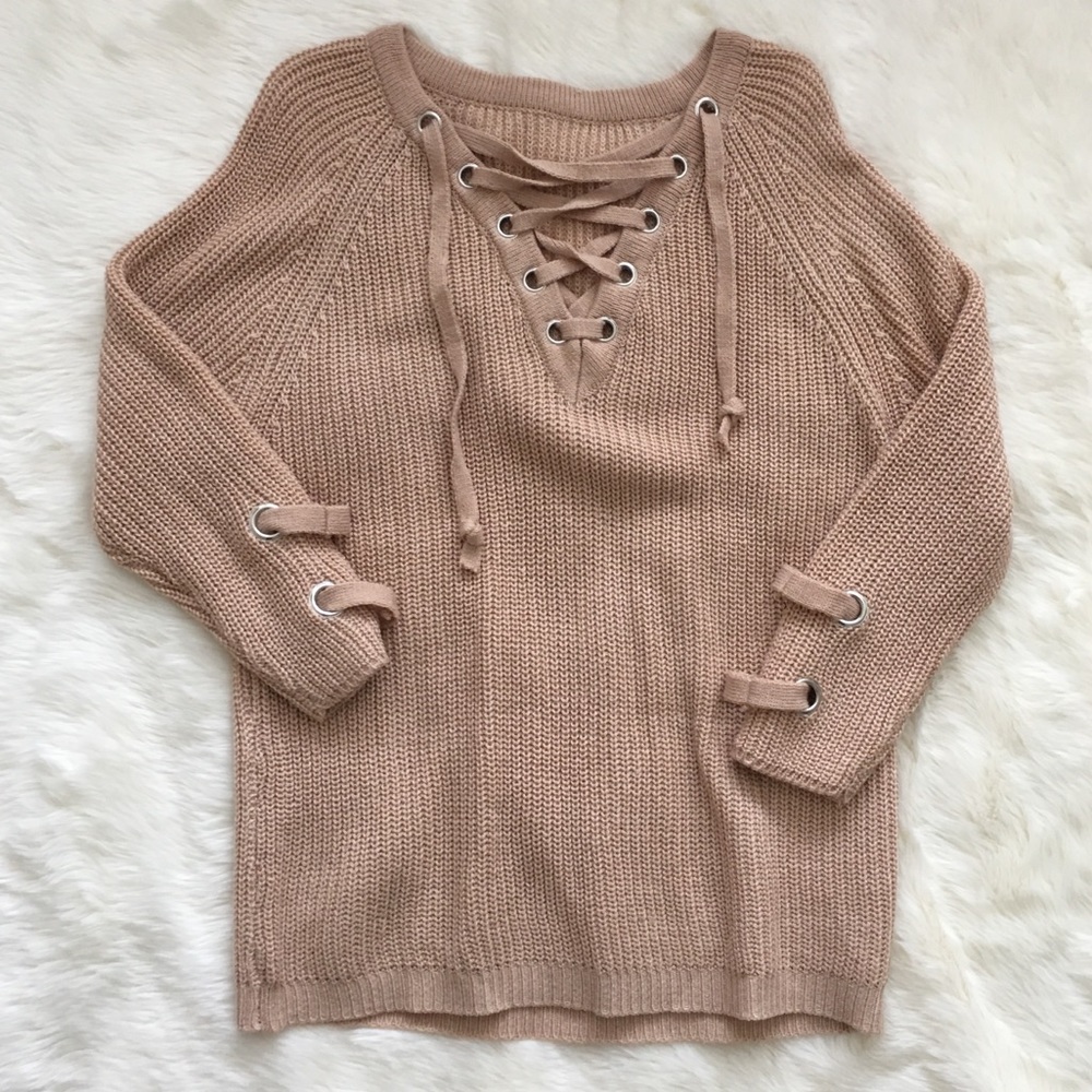 Front lace up sweater
